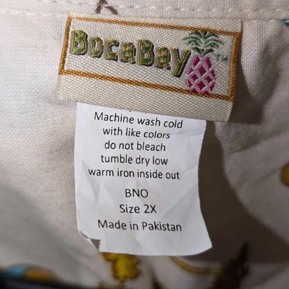 Mens boca bay flip flop, palm tree beach button up short sleeve shirt size 2x - Picture 3 of 3